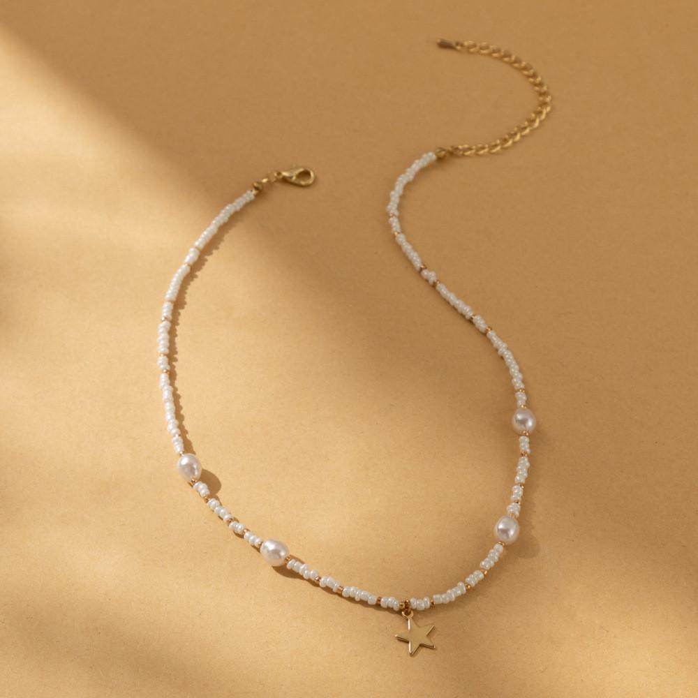 Creative Star Shaped Irregular Imitation Pearl Necklace For Women Stylish Jewelry