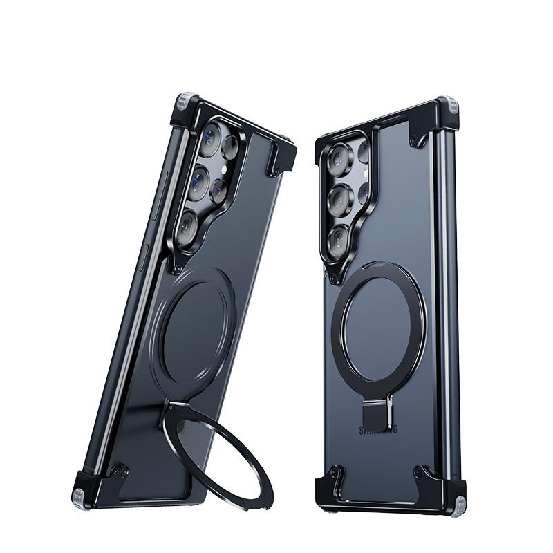 Oatsbasf Magnetic Slim Phone Case for Samsung Galaxy S23 S24Ultra Baze-less Phone Protective Cover w/ Magsafe Finger Ring Holder