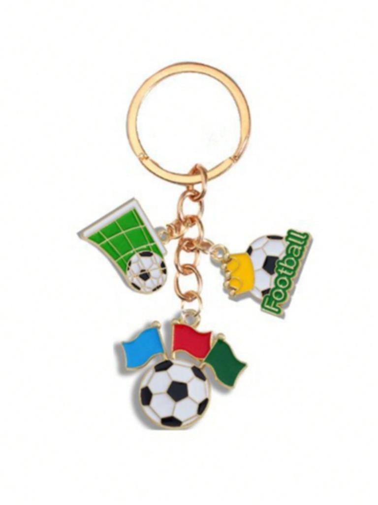 3pcs Football Keychains, Small Gift Keychains For Football Fans During World Cup Sports Events,