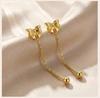 Bow Heart Drop Earrings for Women, Dainty Long Chain Threader Earrings , Minimalist 18K Gold Plated Temperament Jewelry