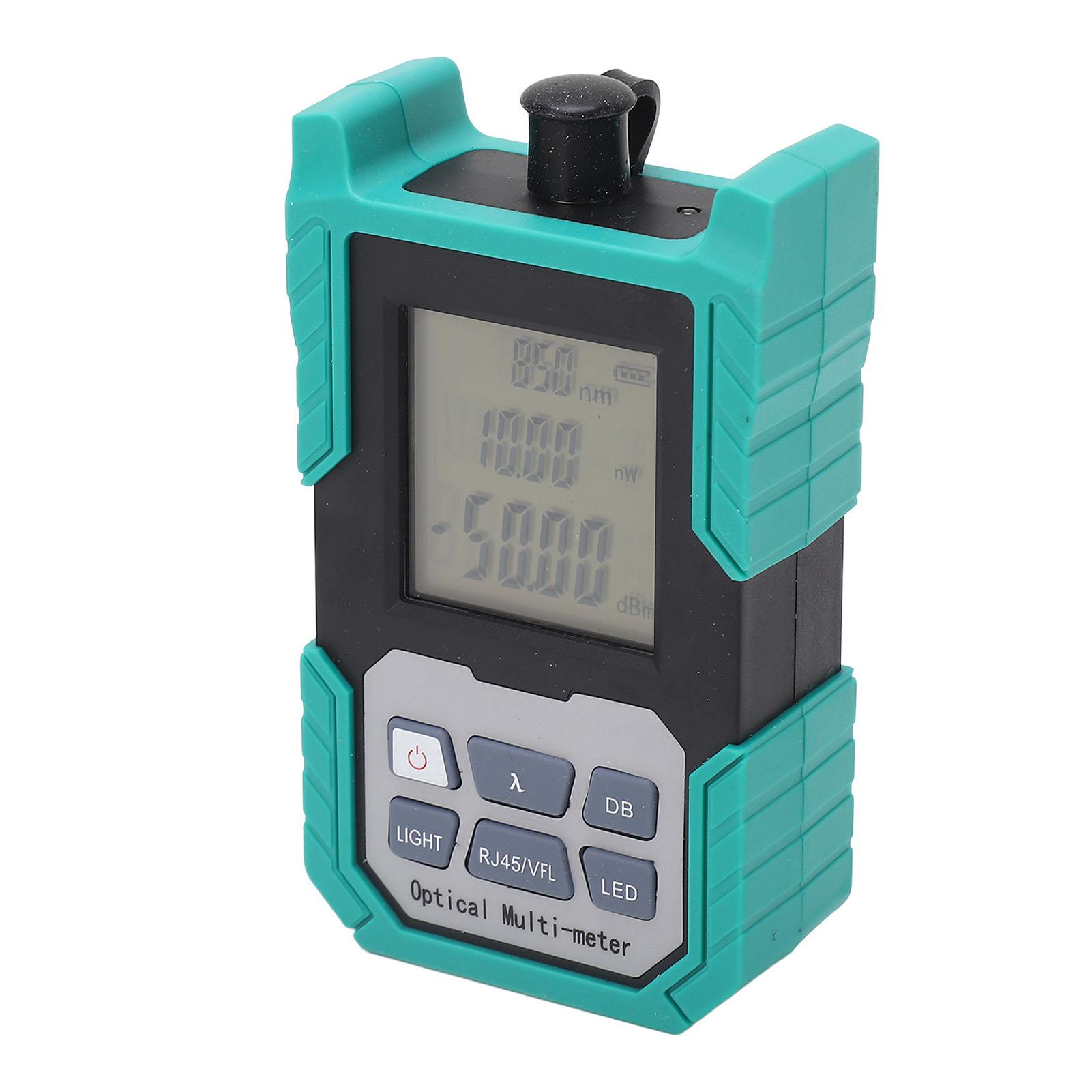 Optical Power Meter Mini Fiber Optic Cable Decay Tester FC SC ST Universal Interface ‑50~+26dBm with Flashlight Green Color: Green