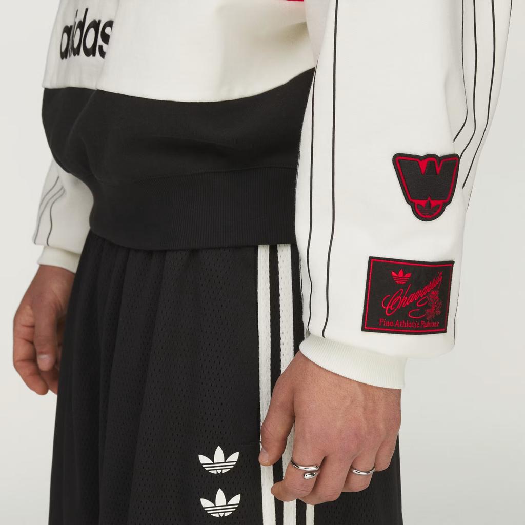 adidas Felpa unisex con stampa di lettere Originals X Willy Chavarria, girocollo, manica lunga KS6444