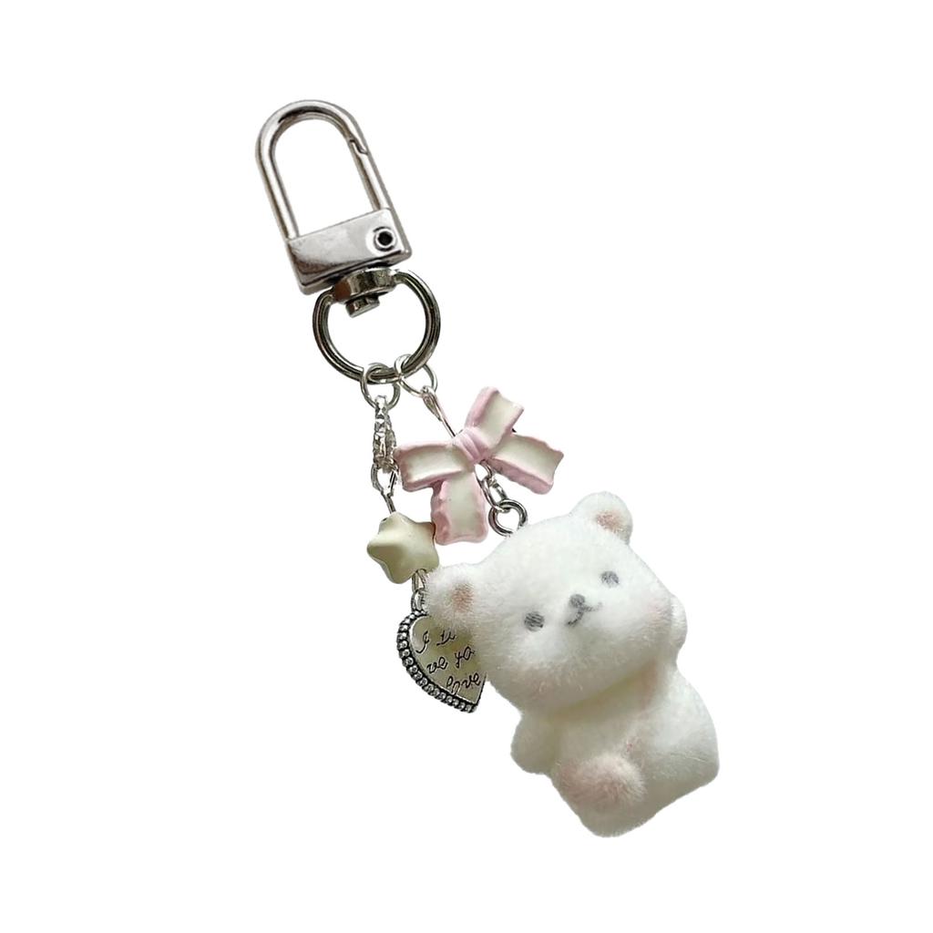 Cute Plush Bear Keychain Adorable Cartoon Bag Charm Resin Texture Bag Pendant Suitable for Youthful Women and Girls