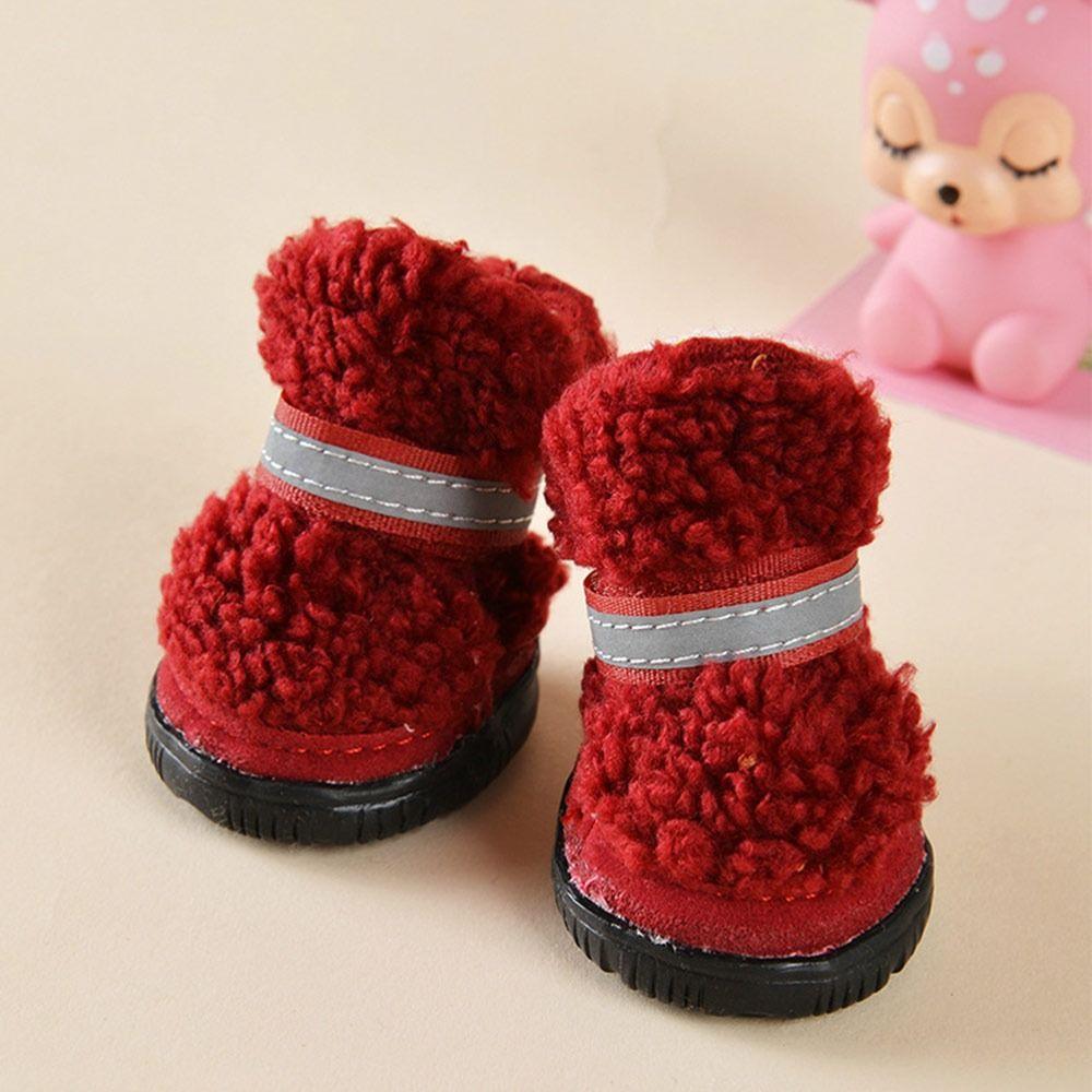 4Pcs Anti-Scratch Dog Shoes Strong Grip Snow Boots Cozy Pet Shoes Small Dog