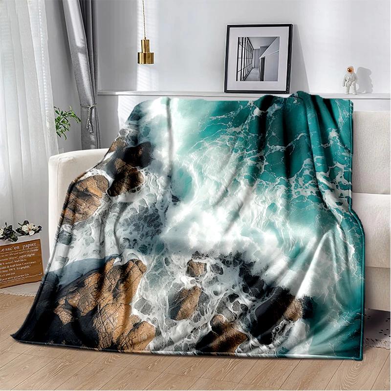 29 Style New Sea Water Beach Reef Nature Scenery 3D Blanket,Soft Throw Blanket for Home Bedroom Bed Sofa Travel Picnic Cover Kid