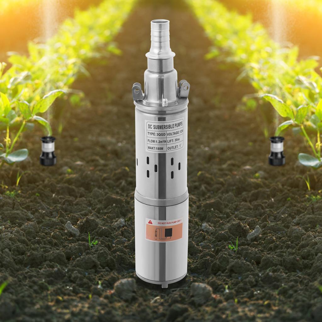 Bomba Submersível 12V 180W 1.2m³ , Bomba de Água, Bomba Submersível para Poço Profundo IP68 Para Extrair Água Subterrânea de Lagoas, Lagos