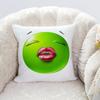 Green Face Little Mung Bean Funny Pillow Cover, Zippered & Removable Washable, Home Bedroom Bedside Cushion Cover