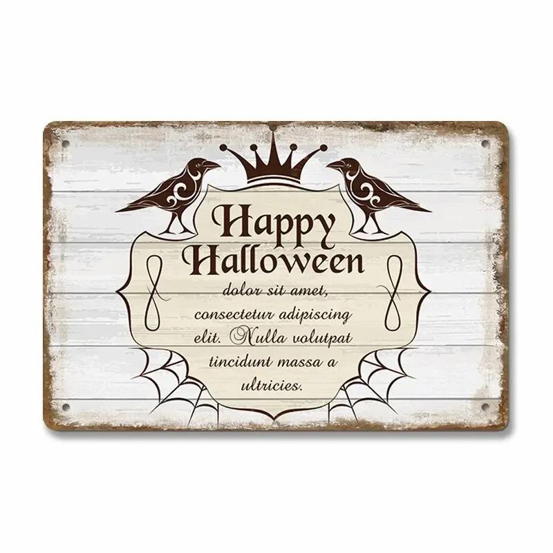 Vintage Halloween Trick or Treat Party Poster Tin Signs  Metal Plate Wall Decor for Cafe Bar Pub  Perfect Halloween Gift