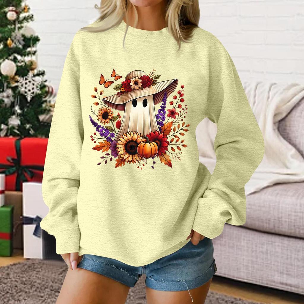 Ladies fashion casual Halloween printed pullover sweater