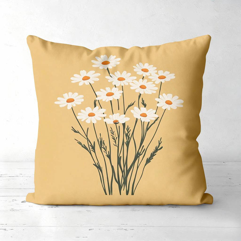 Pieces Boho Daisy Floral Throw Pillow Covers Pattern Cushion Cover Suitable for Sofa Bedroom Car Pillow Cover