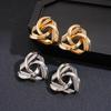 Metallic Section Geometric Triangle Hollow Silver Needle Earrings Earrings