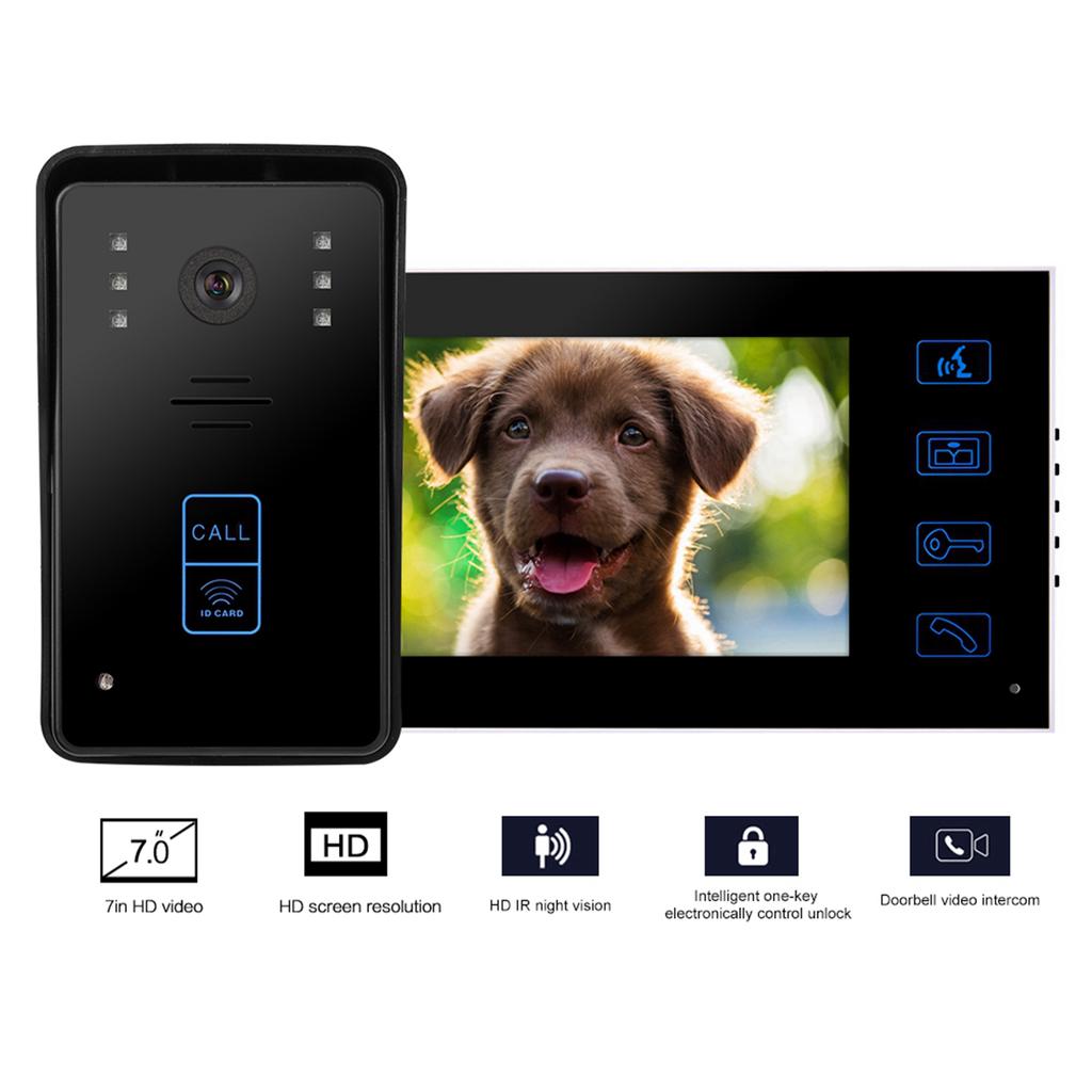 7in TFT Wired Video Door Phone Doorbell Intercom System Touch Key IR Night Vision