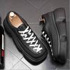 Herrenmode Plattformschuhe im koreanischen Stil Schnür-Oxfordschuhe Quadratische Zehenpartie Originalleder-Sneakers Designer Trendschuhe