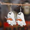 Halloween Ghost Earrings Wood Ghost Holding Book Earrings Halloween Party Jewelry for Women Makeup And Everyday Wear