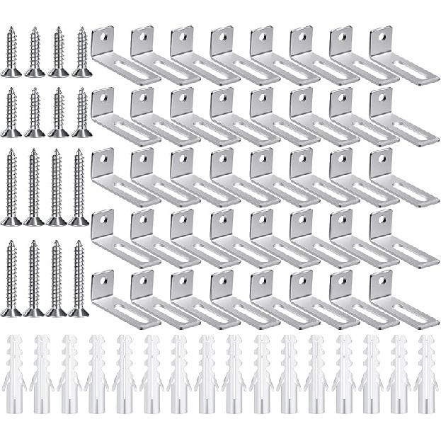 Oudain 20 Set Whiteboard Brackets Whiteboard tallation Hardware Kit Mounting Wall Hanging Brackets Include Hanger Supports, Screws, Expansion Tube