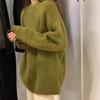Women's Black Mink Cashmere Pullover Sweater - Soft, Cozy & Oversized for Autumn/Winter
