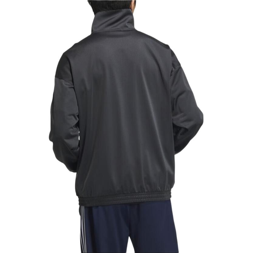 adidas Originals 3 Strepen Letterlogo Streepdessin Klassiek Retro Sport Staande Kraag Lange Mouwen Jas Heren Jas Diep Antraciet JL8397