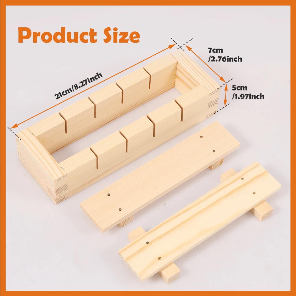 Wooden Sushi Press Mold with Groove/without Groove Design Rectangular Oshizushi Mold Box Kitchen Sushi Rice Roll Mold Bento Mold