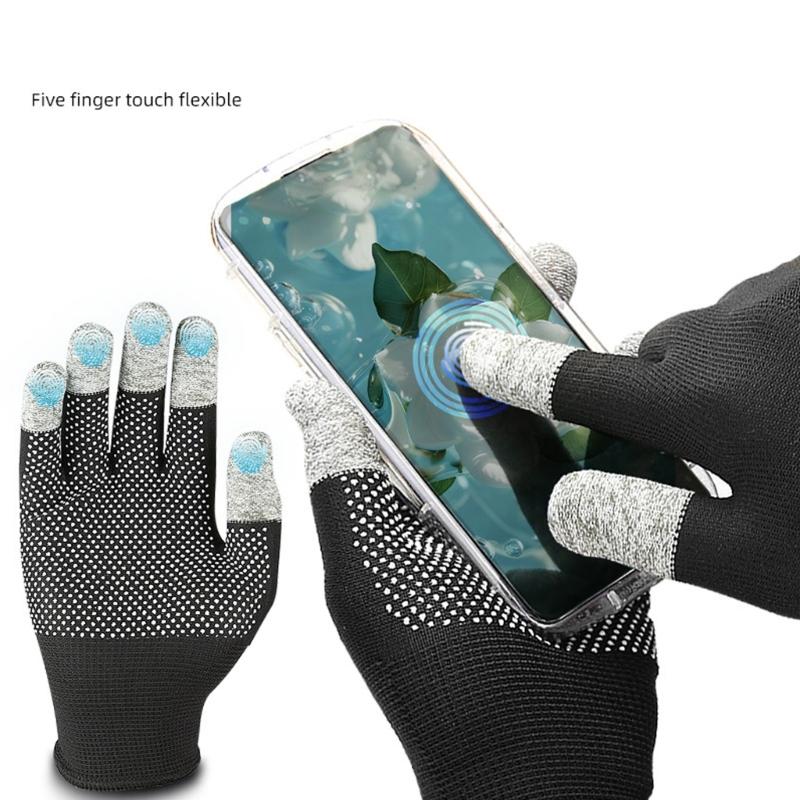 1 Pair Five Finger Touchscreens Gloves With Extended Cuffs And Nonslip Palms For Winter Outdoor Activity