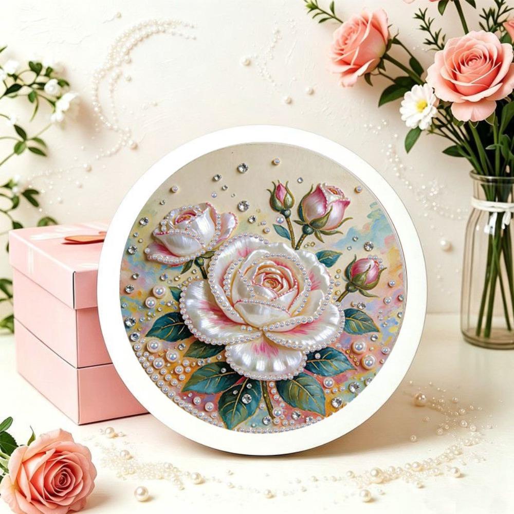 Flower Round Shape Pearl Painting Hand-Pasted Self-Adhesive Paintings  Bedroom Decorative
