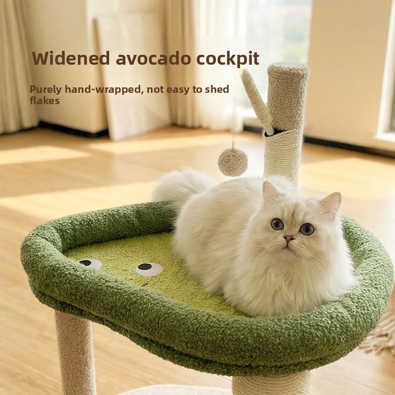 Sisal Avocado Cat Tree All-in-One Cat Condo with Scratching Post & Ball Toy Space-Saving Small Cat Tower for Kittens