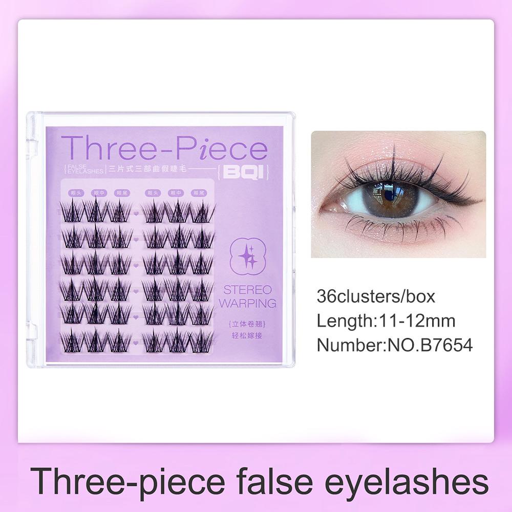 BQI Dreiteilige künstliche Wimpern im Sonnenblumen-Stil, weiche, leichte Wimpern, vergrößerte Augen, machen Sie künstliche Wimpern