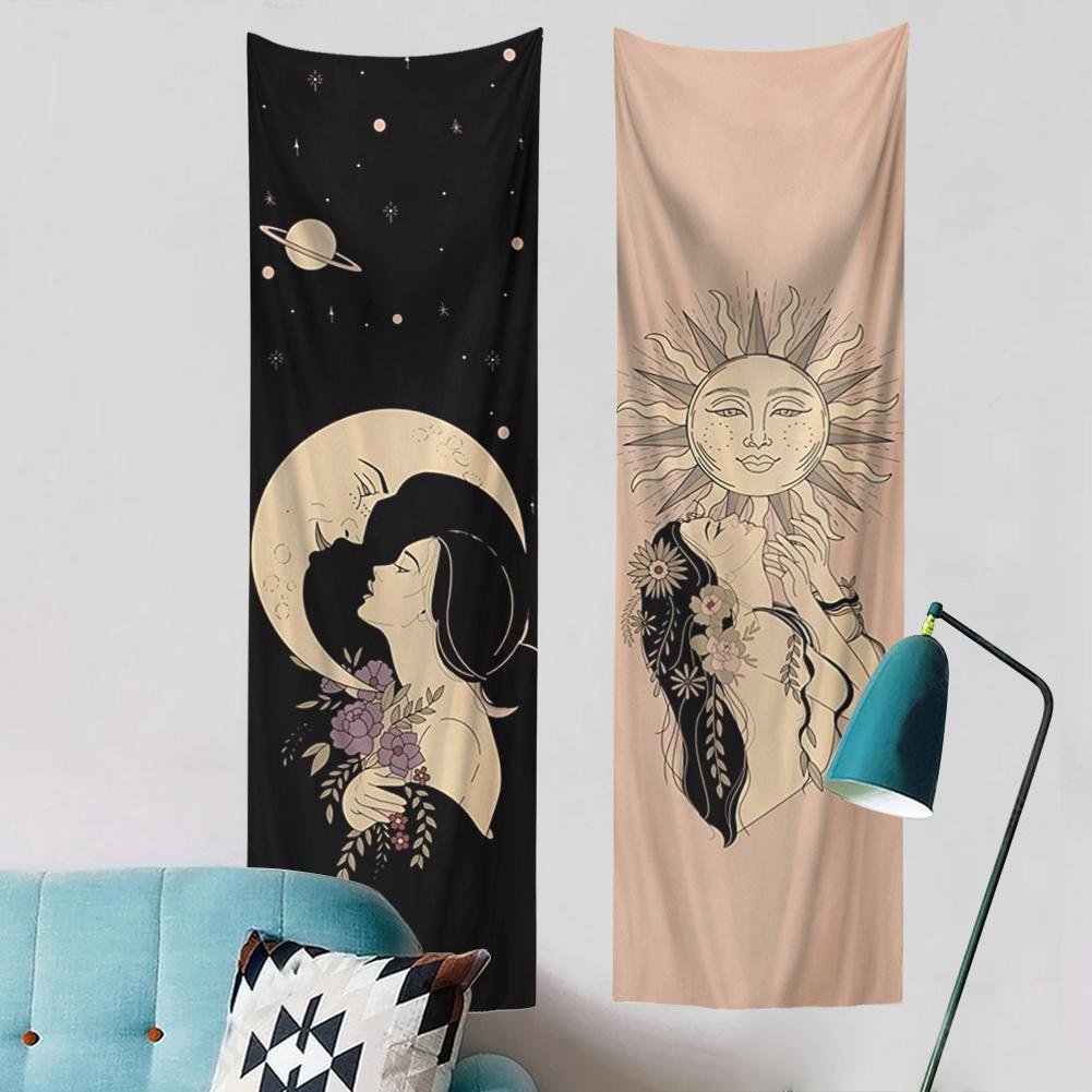Sun and Moon Tapestry Wall Hanging Tapestry for Bedroom Living Room Tapestry Aesthethic Vertical Tapestry Background Wall Decor