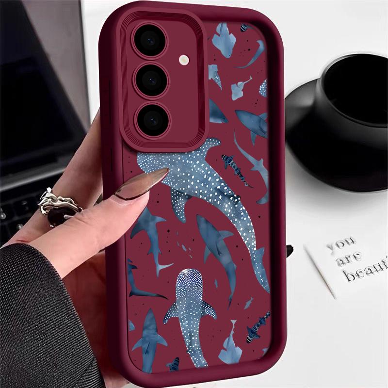 Shark Dolphin Print TPU Case For Samsung Galaxy A17 A56 A36 A26 A55 A16 A15 A35 A25 5G S25 Edge S22 S23 Ultra S24 FE Phone Cover