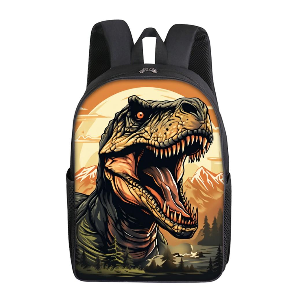Simple Style Dinosaur Print Single Layer Backpack for Boys/Girls Children Best Gifts 2D Flat Cartoon School Bags