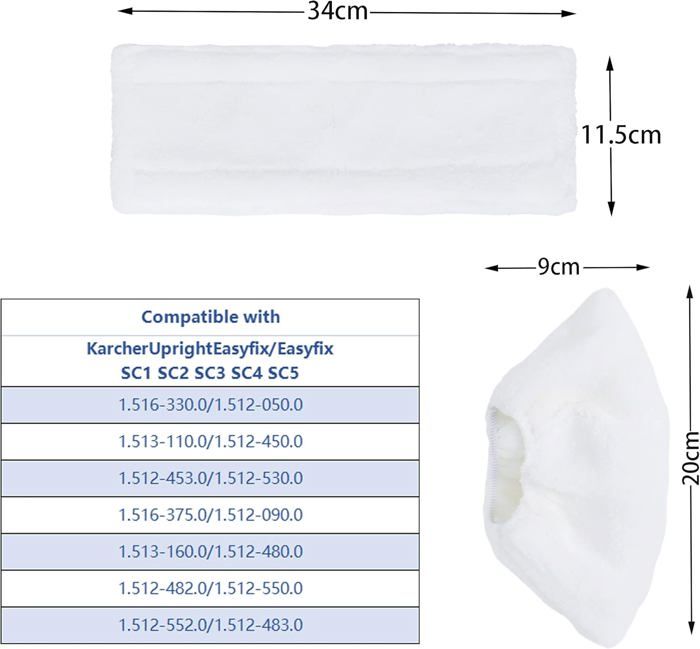 Lot de 6 chiffons microfibre de rechange pour nettoyeur vapeur Kärcher EasyFix SC2/SC3/SC4/SC5
