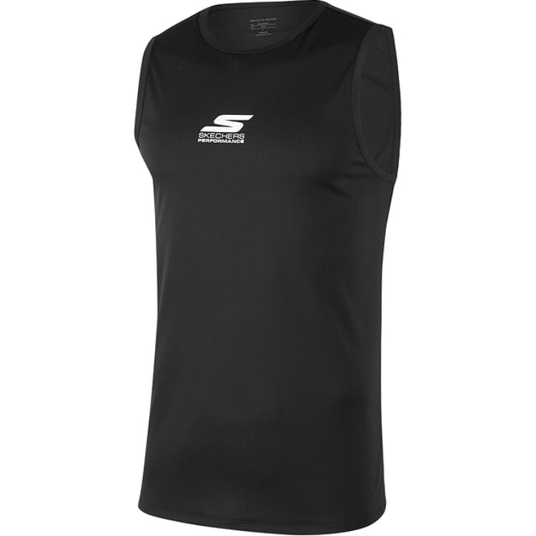 Skechers Soft Knit Comfortable Sports Trendy Breathable Sleeveless Vest Men tops Carbon-Black P223M110-0018 M