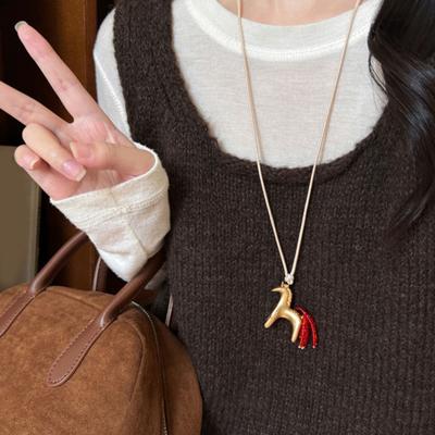 Legierung Pferdeanhänger Halskette Leicht Hypoallergen Herren Damen Pulloverkette Modeschmuck Zubehör Weihnachten