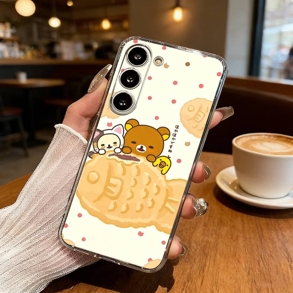 Cute R-Relax B-Bear Phone Case For Samsung Galaxy S24 S25 S23 S22 S21 Plus S24 S25 Transparent Cover Case