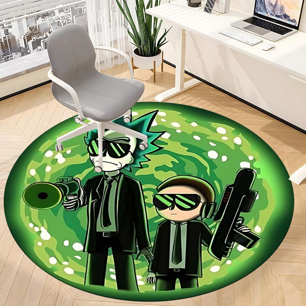 Tappeto Rotondo da Ufficio Rick e Morty, Antiscivolo, Morbido e Durevole, per Decorazione d'Interni, Perfetto per Ufficio, Bella Decorazione