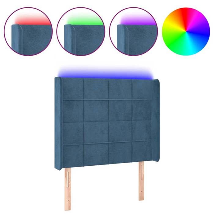 VidaXL Tête de Lit à LED Meuble de Chambre à Coucher Accessoire de Lit Simple Tête de Cadre de Lit Intérieur Bleu Foncé 3124088