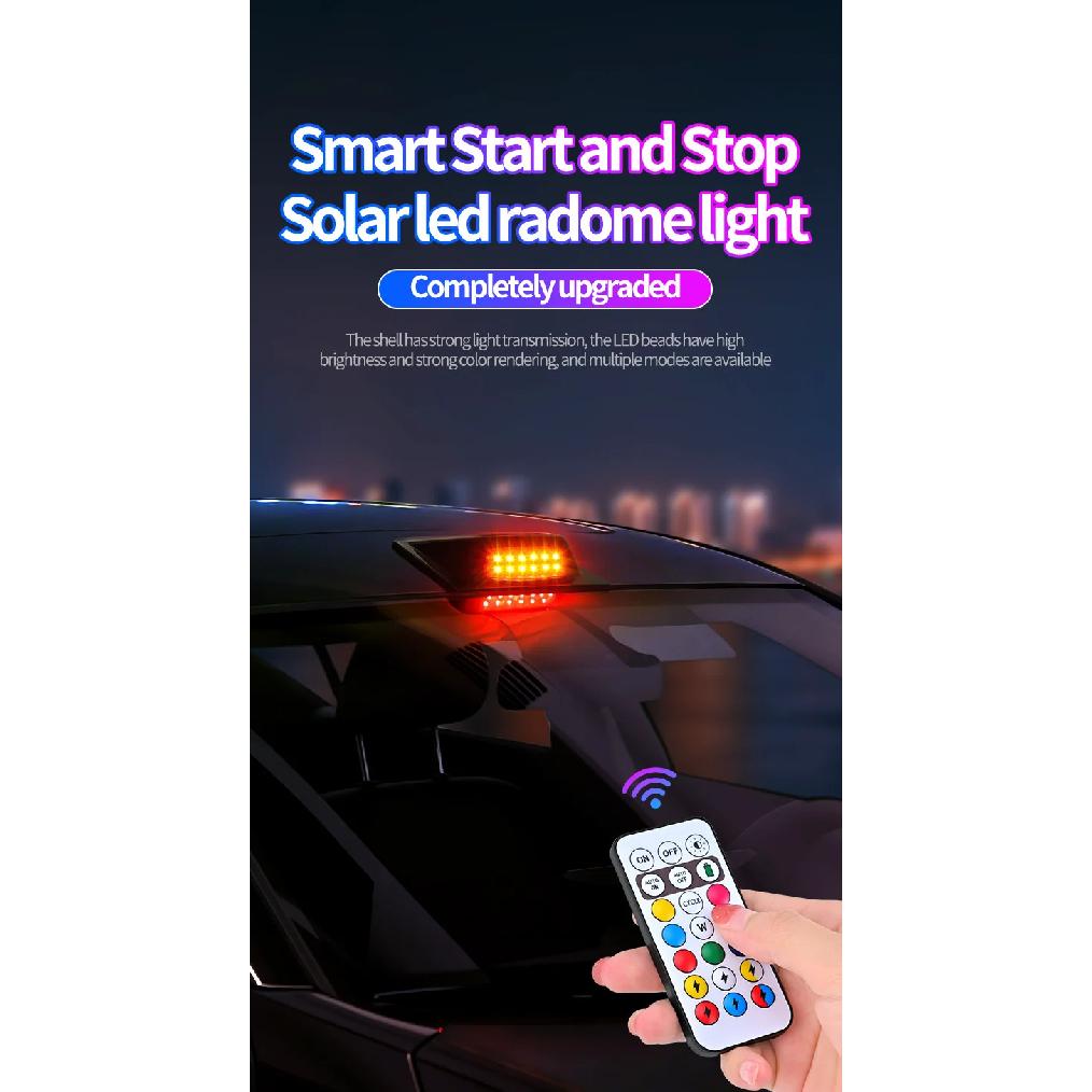 Solar Powered LED Car Roof LiDAR Decorative Cover Light Anti Rear End Collision Warning Flashing Navigation Light