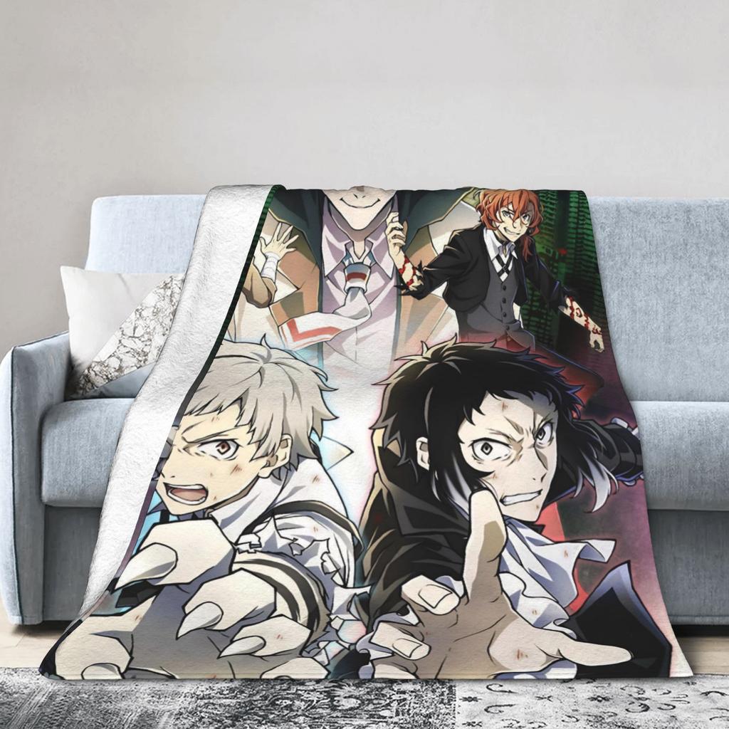 Dazai Bungo Stray Dogs Blankets Super Soft Funny Plush Throw Blanket For Kids Adult Couch Bed Flannel Bedspread Bed Cover