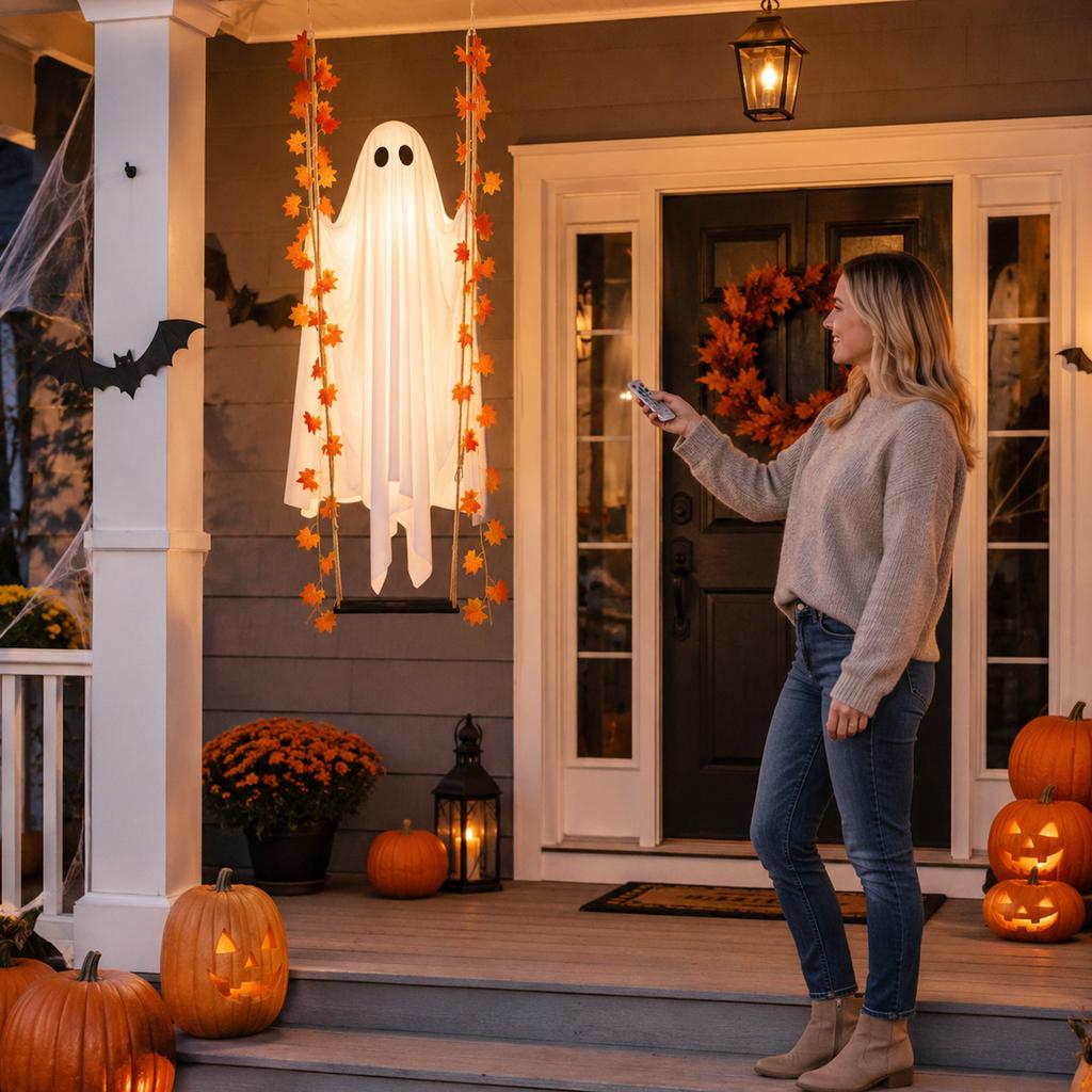 Halloween Hanging Swinging Decoration with Maple Leaf for Indoor Porch Decor