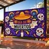 Skulls Sugar Skull Event Backdrop Banner, Polyester Wall Decor for Party & Photo Booth