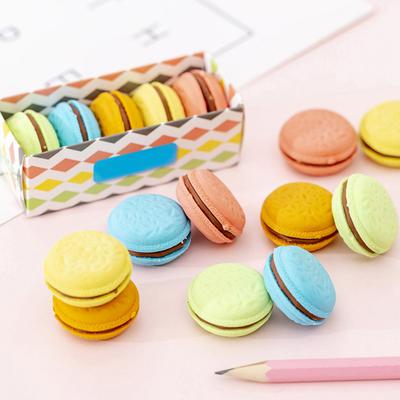 5Pcs Macaron Cookie-Shaped Eraser Set Cute Creative Erasers for Kids Students Colorful Pastel Soft Rubber Erasers Fun School Supplies Classroom Prize