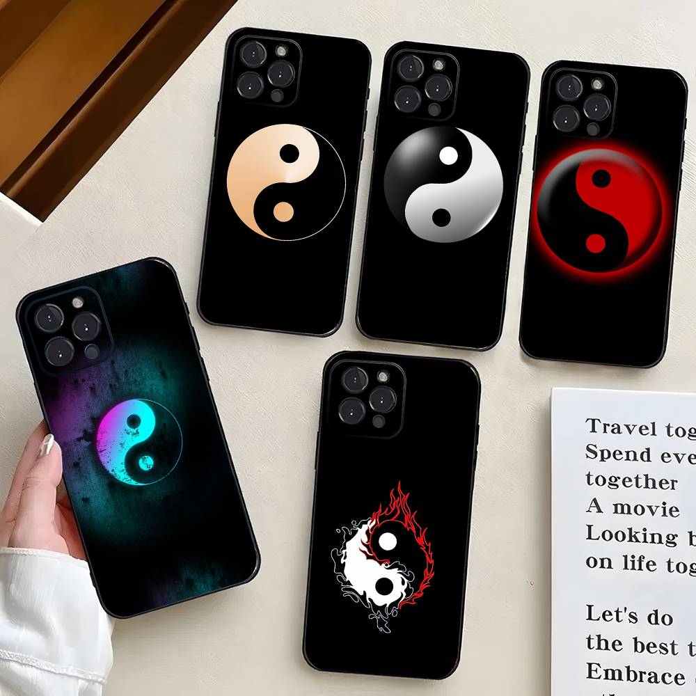 Tai Chi Symbol Phone Case For IPhone 17 Air 16 15 14 13 Pro Max 11 12 Black Silicone Cover