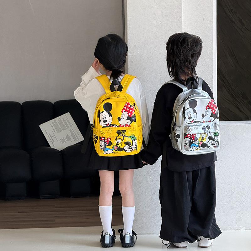 Mickey Mouse Kids Backpack Cartoon Print Breathable Pu Kindergarten School Bag For Children