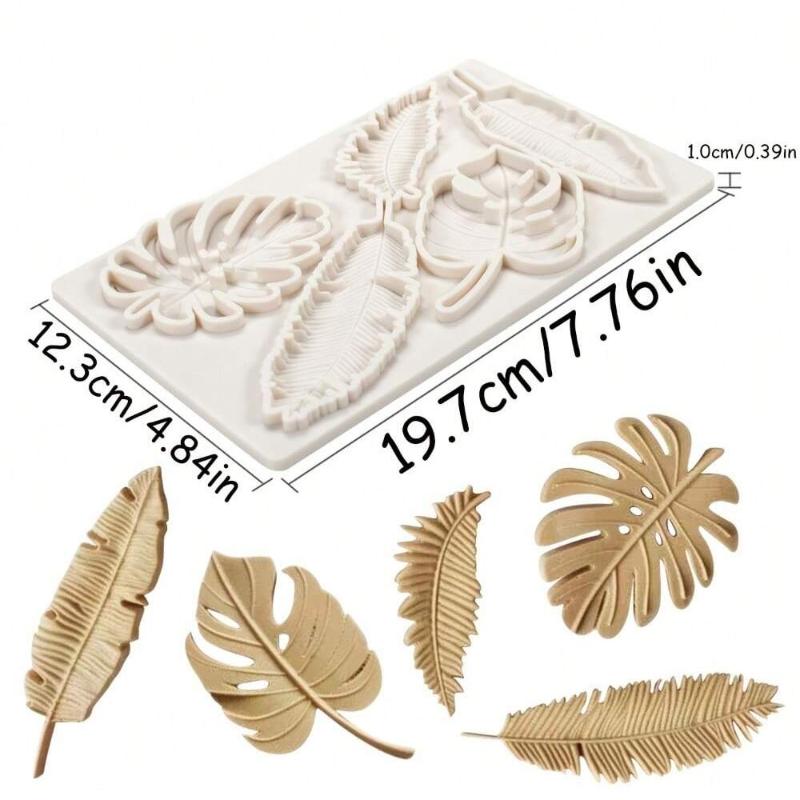 

3D Leaf Feather Silicone Molds Versatile for Fondant Cake Mold Decorating Sugarcraft Chocolate DIY Cake Biscuit Baking Mould белый