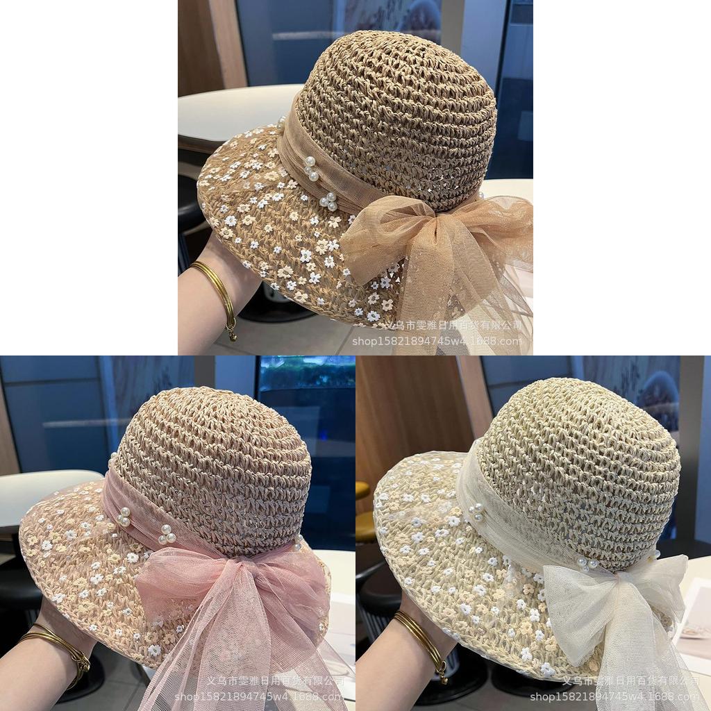 Summer Straw Hat For Women With Bow Knot Design And Wide Brim Sun Protection