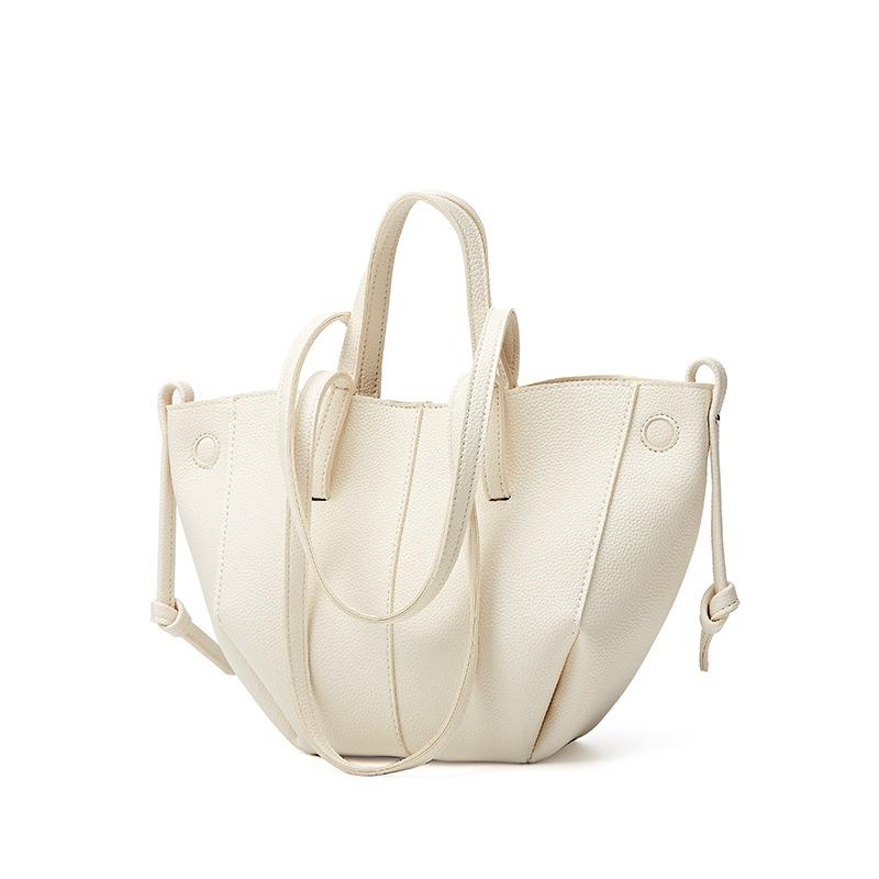Lychee Pattern Soft Leather Large-capacity Tote Bag Fashionable Niche Design High-end Handbag Single Shoulder Wing Bag