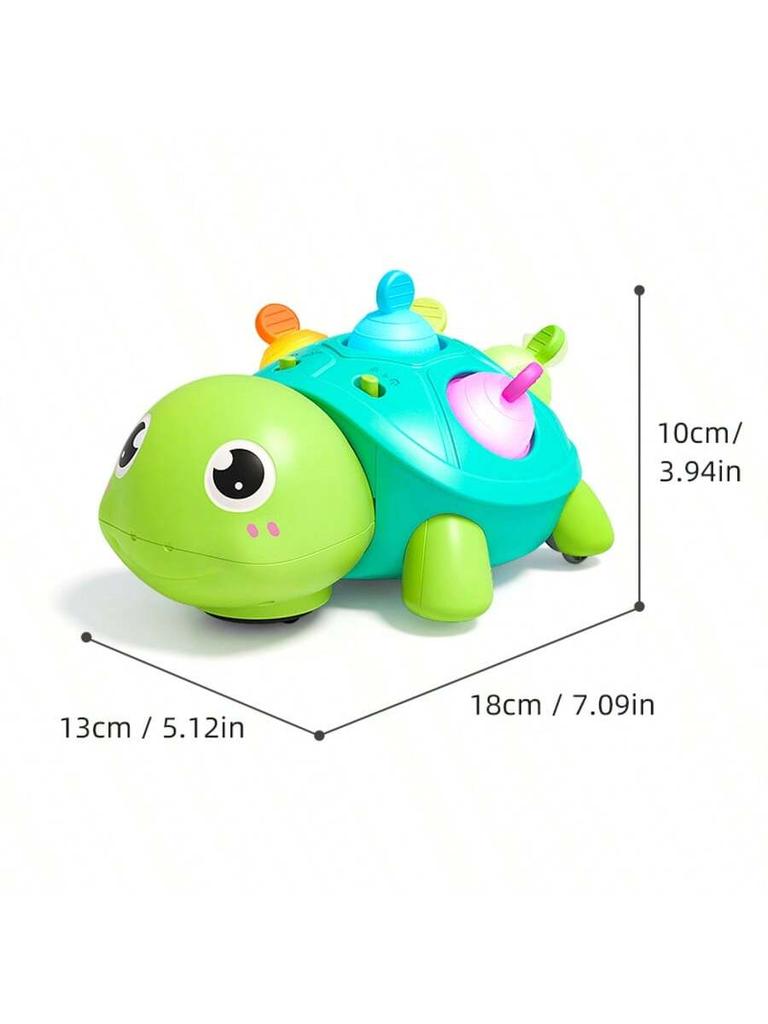 Baby crawling toy with sound and light turtle, baby learning to crawl educational toy, can chew and molar silicone sleep aid toy