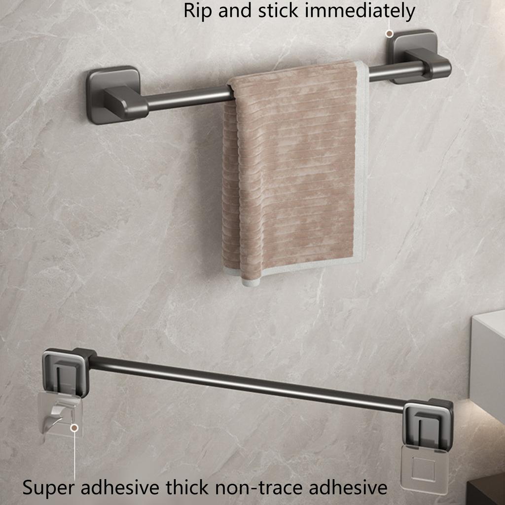Self-Adhesive Bathroom Towel Storage Rack Wall Mounted Towel Bar Rail Organizers Hanging Towel Holder Easy Installation