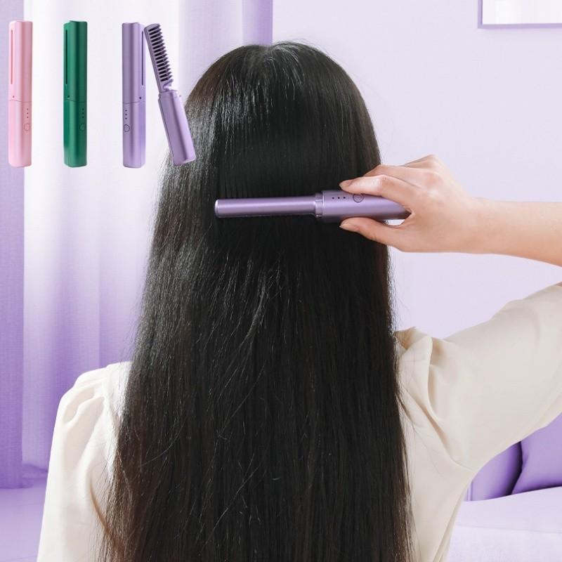 Red Book Style Negative Ion Straight Hair Comb Lazy Curling Iron For Home Use No Hair Damage 2-in-1 Straightening And Curling Comb