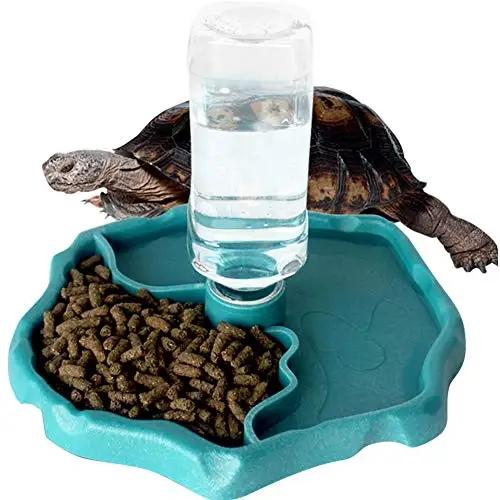 Reptile Feeders Waterer Automatic-refilling Turtle Water Dispenser Bottle Tortoise Food Water Bowl Feeding Dish for Lizards озеро синий