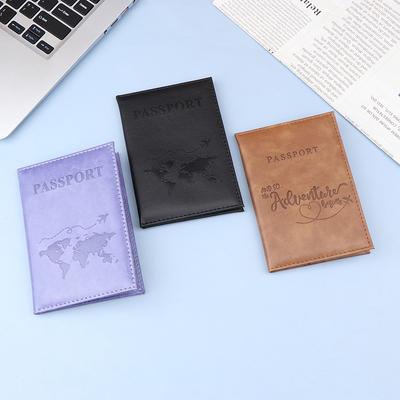 Pu Leather Card Case Cover Unisex  Simple  Passport Cover World Thin Slim Travel Passport Holder Wallet Gift